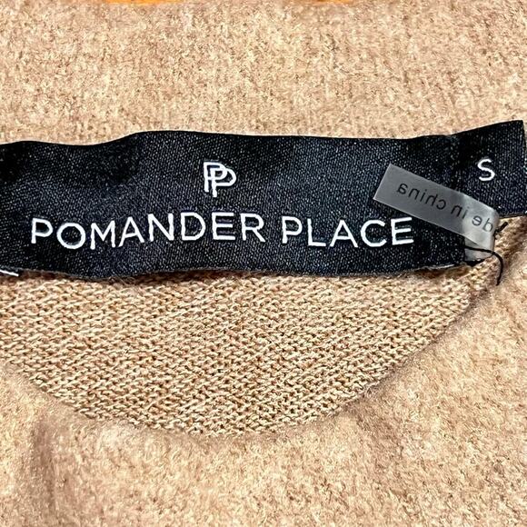 Pomander Place Tuckernuck Puff Pearl Sleeve Sweater Size Small Tan Preppy Party - Picture 7 of 8